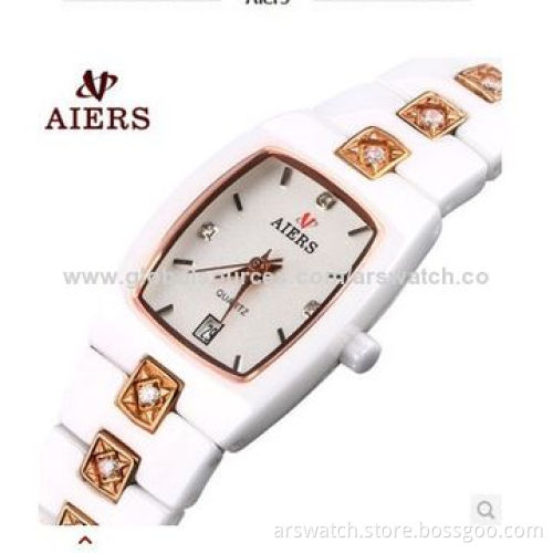 New Fashion Women's Ceramic Watches, Crystal Stones Setting, Waterproof and Japan Movement